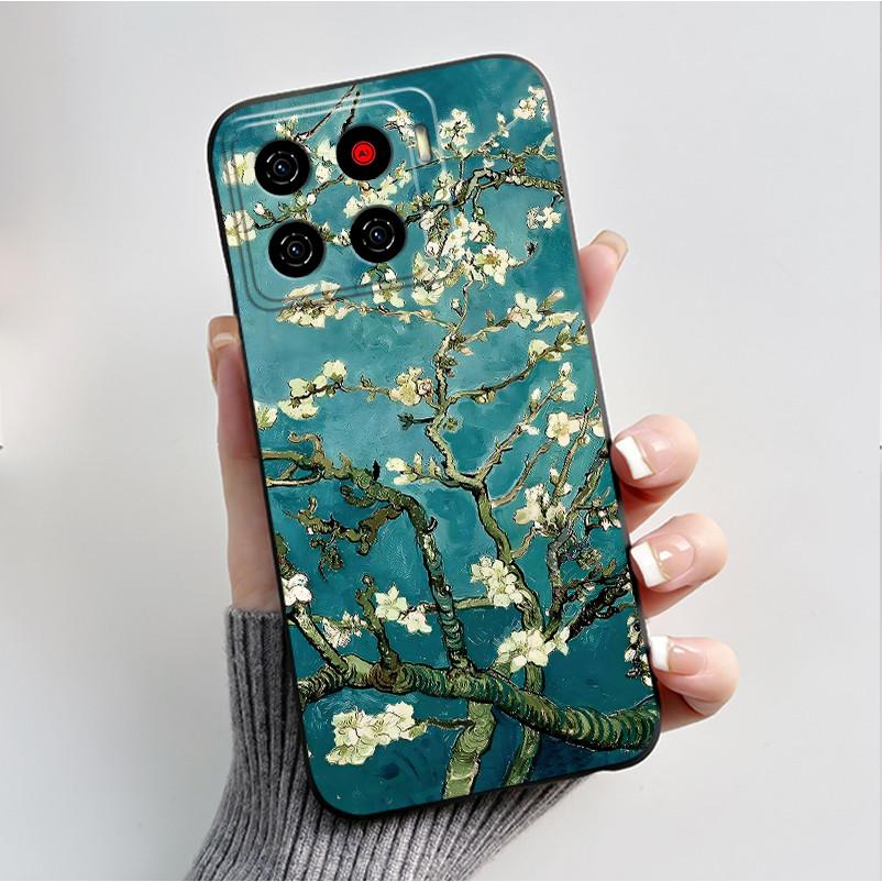Printing Pattern Case For ZTE Blade A56 Z2473 Nubia A56 Soft Silicone Black Shell Cover For Blade A56 Pro Cute Flower Casing