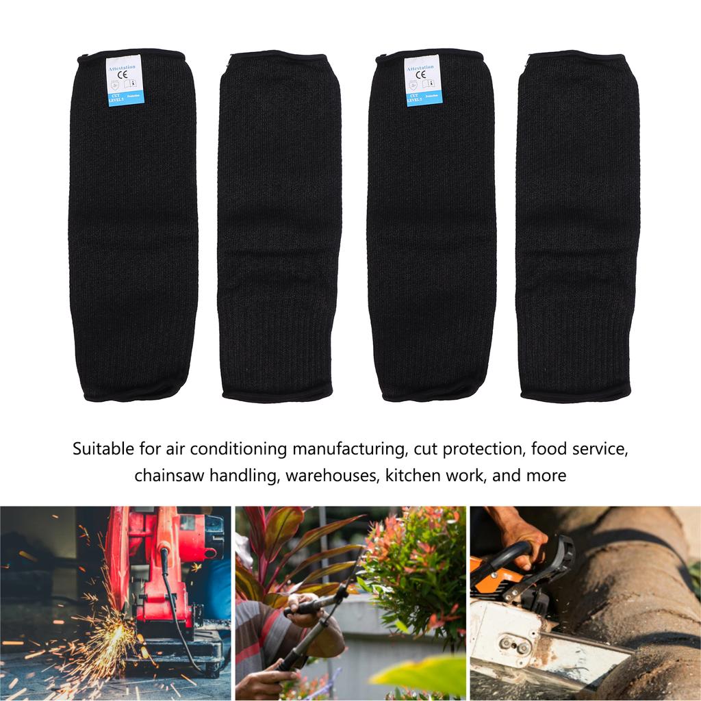 4pcs Cut Resistant Sleeves Protective Arm Bite Proof Guards Sleeves Protectors for Safety Black