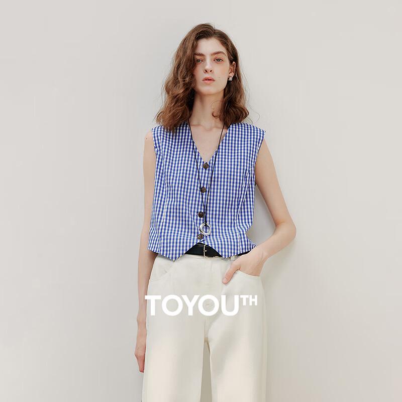 

Женский летний жилет Chuyu 2025 в темно-синюю клетку L