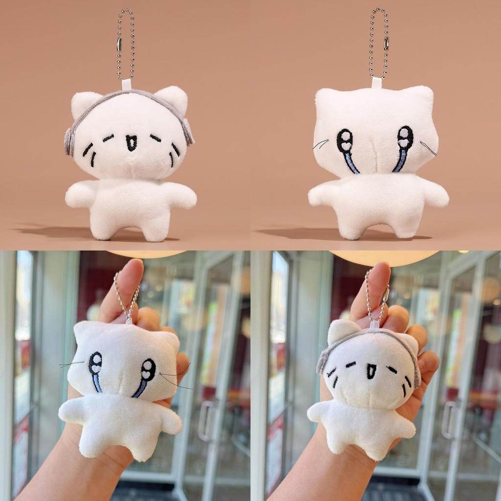Cat Plush Keychain With Earphone Design Soft Toy For Bag Decor And Gift