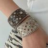 Retro Western Wasteland Rhinestone Bracelet Hottie Buckle Bracelet Fashion Snap Bracelet For Women