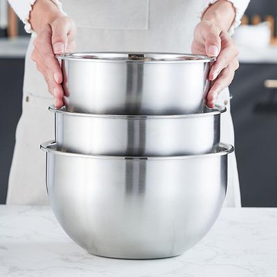 Bol din oțel inoxidabil alimentar Bol pentru amestecat salată de fructe cu cântar Adâncit Vas mare pentru supă Ustensile de bucătărie pentru gătit și copt