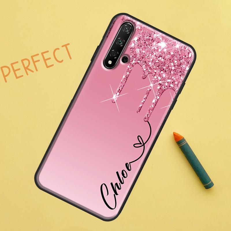 Personalised Glitter Name Case For Huawei Nova Y90 Y70 Y61 Y60 9 10 SE Nova 5T 11i 8i 7i 3i P20 P40 P30 Lite P60 Pro