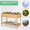 Fir Wood Raised Rectangular 8 Compartment Plant Stand Oak Tone
