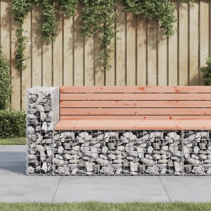 VidaXL Banc jardin design gabion 122x71x65,5 cm bois massif de douglas 834384