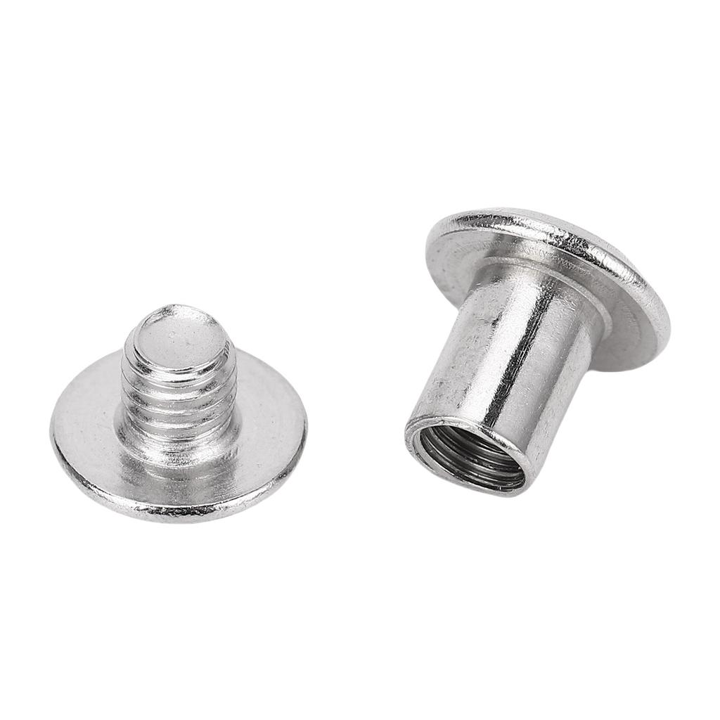 50 Pairs 0.24x0.31x0.43in M5 Stainless Steel Flat Round Head Rivet and Screws for Leather Craft
