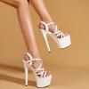 Fashion Sexy Peep Toe Stripper Pole Dance Extreme High Heels Summer Hollow Narrow Band Platform Sandals Women Banquet Dress Shoes