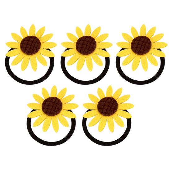 

5 шт., эластичные резинки для волос с подсолнечником, веревочные кольца, держатели для хвоста, для девочек и женщин