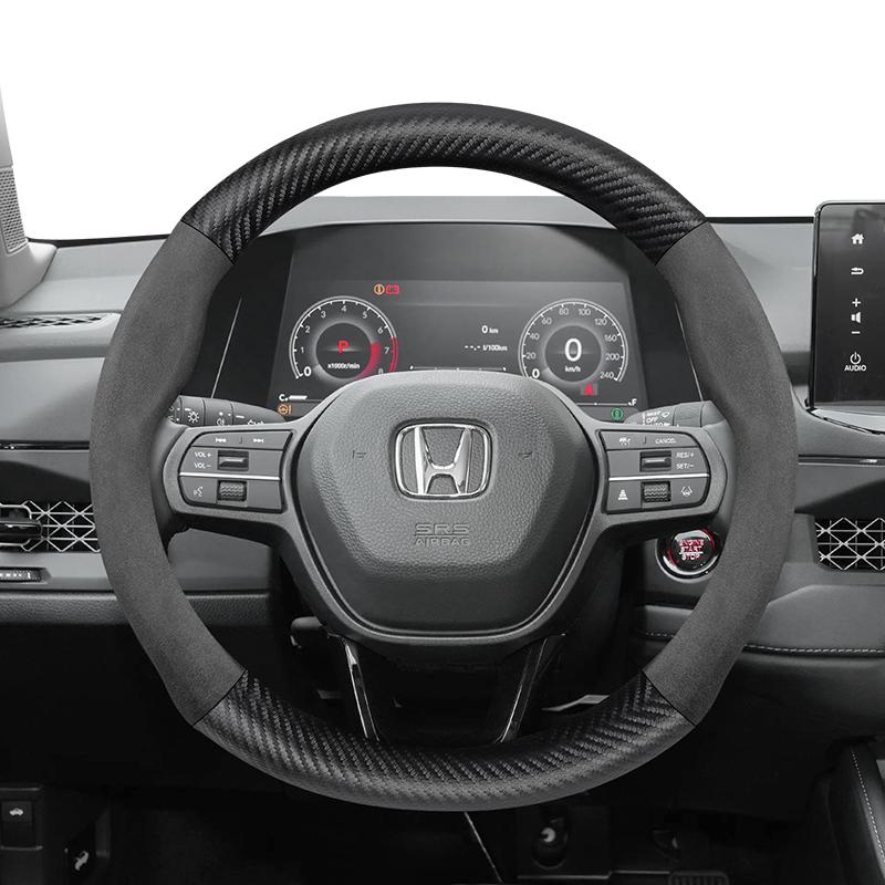 Suitable for Honda Suede Matte Carbon Fiber Texture Steering Wheel Cover Suitable for Civic Fit 8Th Gen 8 City Accord 9 10 Vezel Freed Breeze 7 ZB4