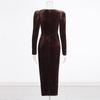 Velvet Faux Two-Piece Twist Dress: Spring 2025 Slimming Long-Sleeve for Women