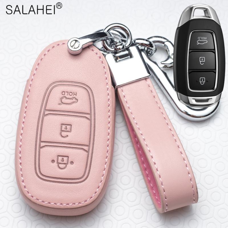 Leather Car Smart Key Cover Case Holder Protection For Hyundai Tucson Mistra Ix25 Ix35 I20 I30 I40 Hb20 Tm