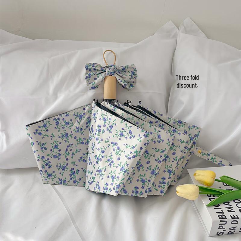 

Pulian Blue Floral Folding Sun & Rain Umbrella