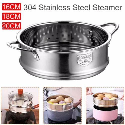 Bunggou 18cm Thick Stainless Steel Food Steamer with Double Ears for Soup Pot and Milk Pot, Kitchen Tool