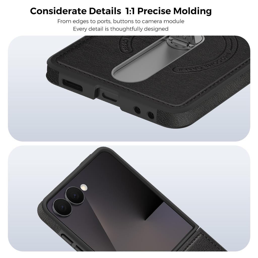 Strong Magnetic Phone Case for Samsung Galaxy Z Flip 7 Fe Flip6 5 4 3 Wireless Charging Metal Rotating Bracket Pu Leather Cover
