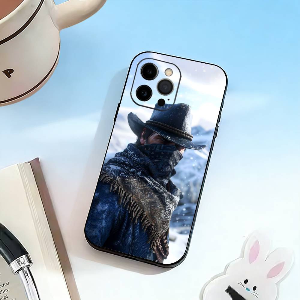 RDR2-Arthur Morgan Custodia per Telefono Per iPhone 17, 16,15,14,13,12,11 Plus,Pro Max, Altri Copertura Morbida Nera