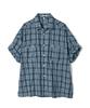 PARTIMENTO Wrinkle Check Boxy Oversized Rolled-Up Half Shirt Blue