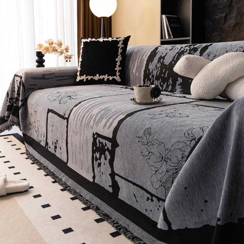 Husă de Sofa Chenille Geometrie Living Modern Antiderapantă Pernă de Sofa Covoraș de Canapea Universal pentru Patru Sezoane Huse Protectoare Îngroșate