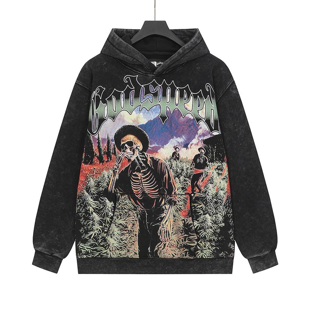 Godspeed 25ss Retro Washed Pure Cotton American Hip Hop Hoodie (Autumn/Winter Collection)