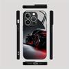 Black cool car pattern glass phone case suitable for iPhone 17 16 15 14 13 12 11Pro/Max/Plus anti drop and shockproof back cover