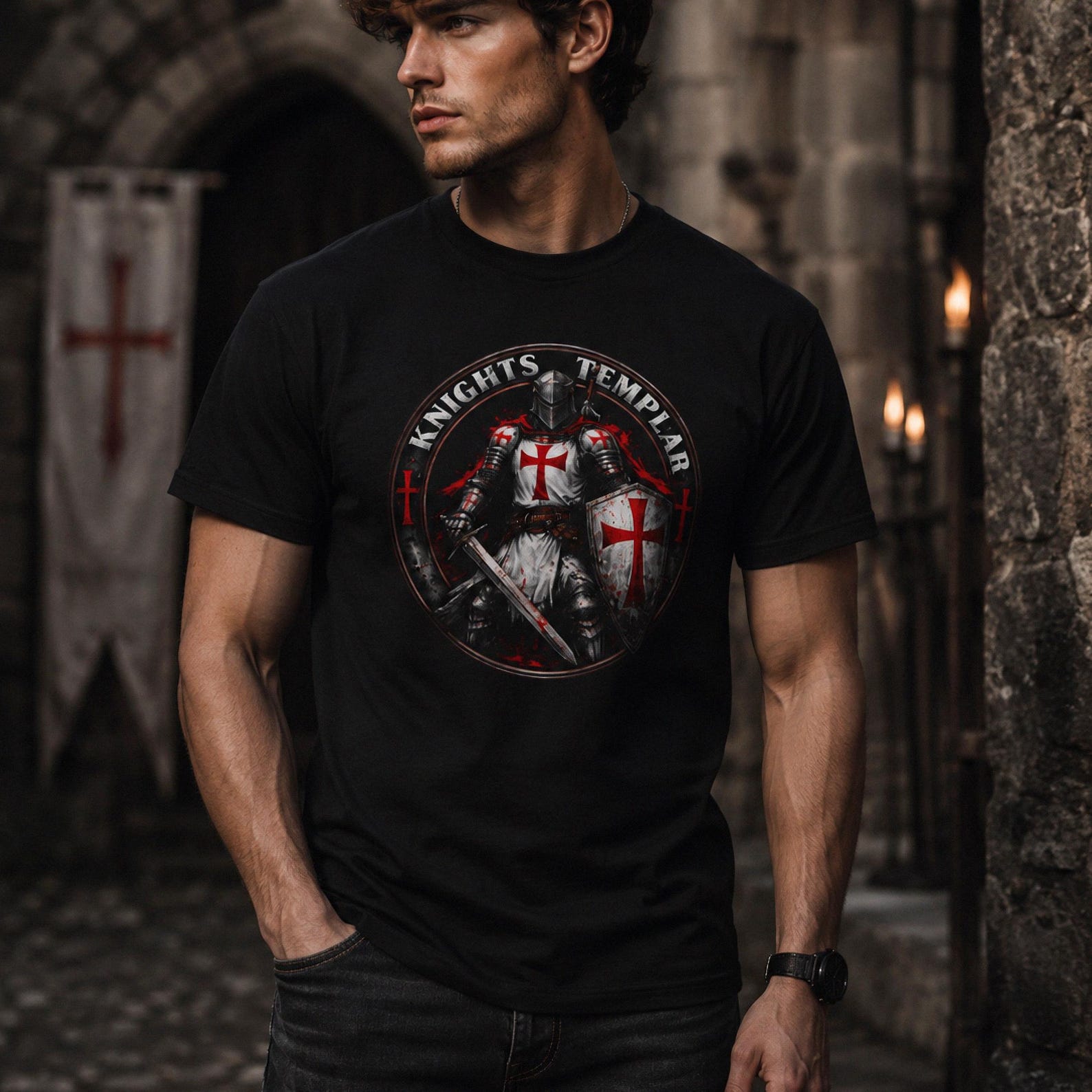 Knight Templar Shirt: Crusader Armor T-Shirt | Medieval Warrior Unisex Tee | Gothic Knight Graphic 2XL