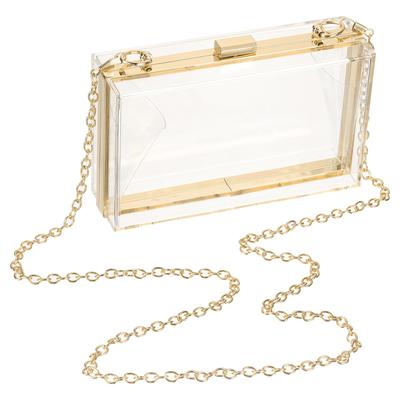 [uxcell] Women's Clear Purse, Acrylic Clear Clutch Bag, Square Acrylic Purse, Transparent Crossbody Handbag with Detachable Chain for Travel and