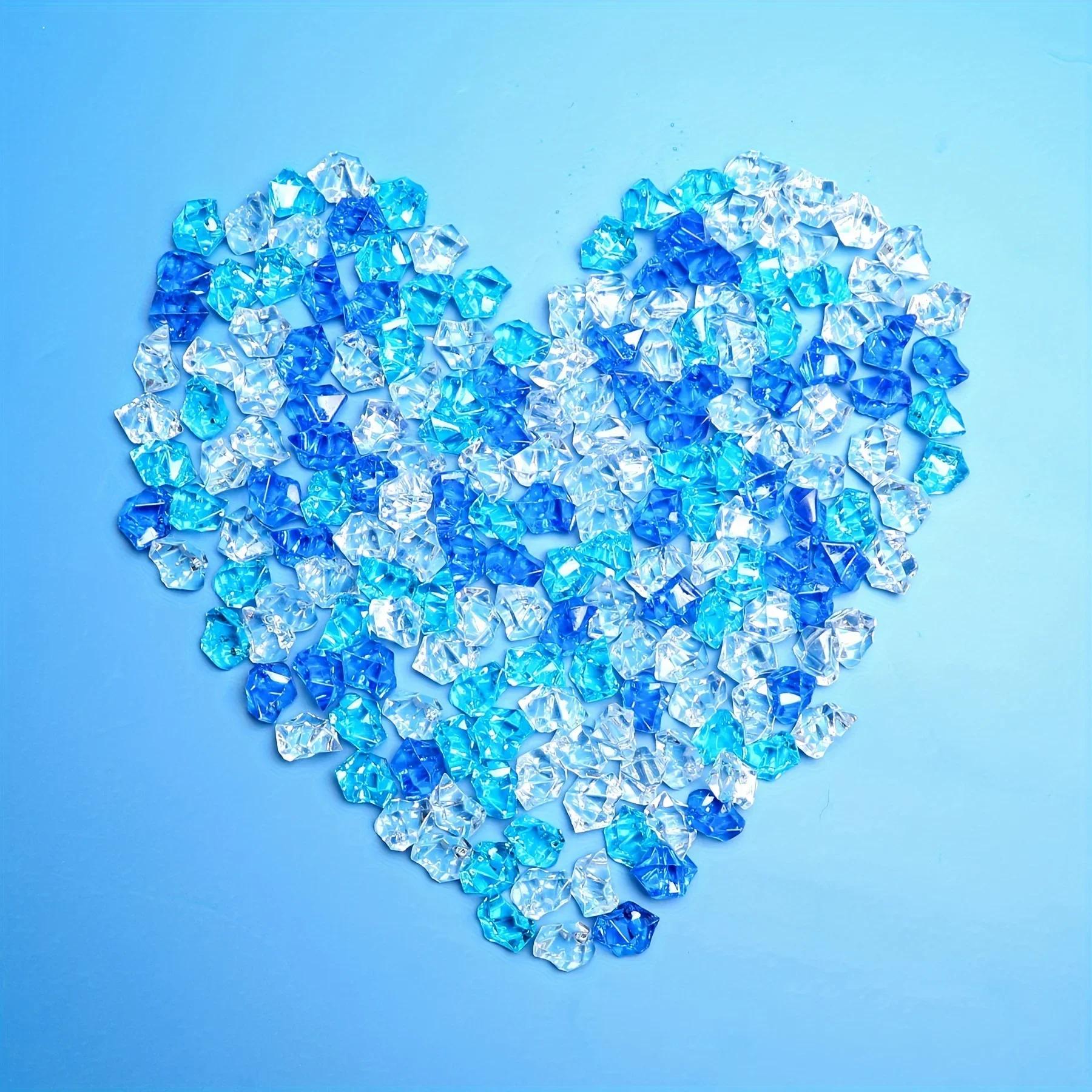 50/100/150pcs Large Royal Blue Crushed ice Cubes -Sparkling Decorative Gems for Vase Fillers, Table Scatters, Birthday Decor multicolore