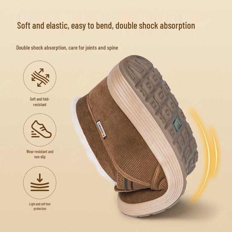 Men's Winter Warm Velvet-Lined Anti-slip Cloth Shoes for Dad