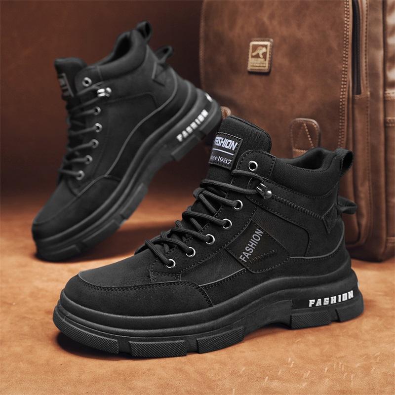 New Fashion Autumn And Winter Men's High Top Martin Boots Students Male Boys Trending Soft Sole Work Shoes Labor Protection Martin Sneakers