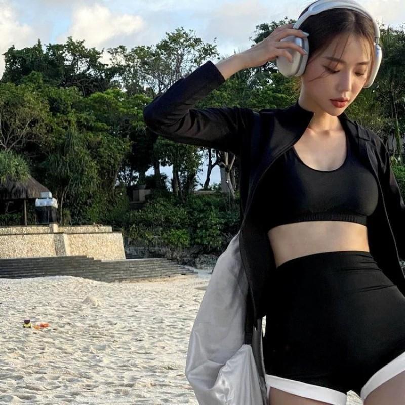 Korean Diving Suit Conservative Swimsuit Warmth Slimming Long-sleeved Women's Surfing Split Water Wood Sunscreen Swimming Clothing