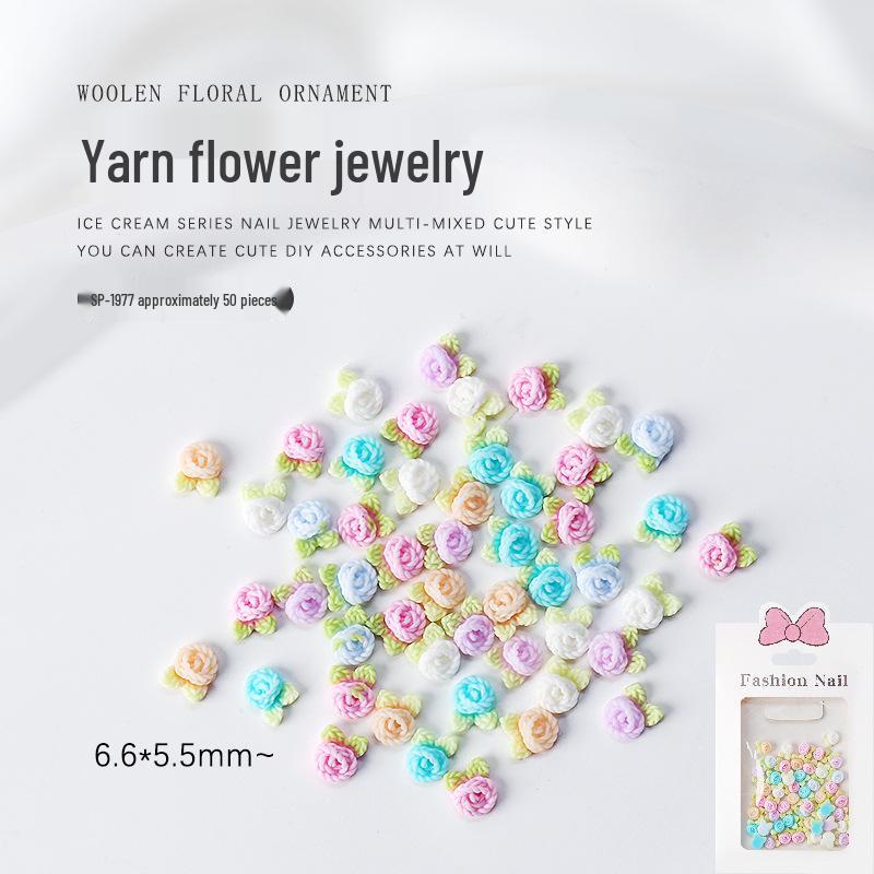 Colorful Resin Flower Nail Art Accessories - 50 Pcs of 3D Flat Bottom Roses