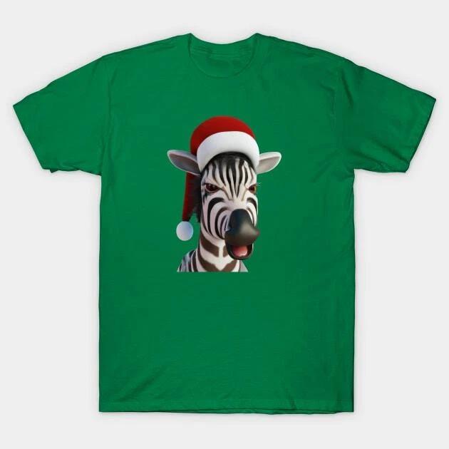 Christmas Zebra Funny Animal Wearing Santa Hat Made in Australia T-Shirt S