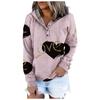 Long Sleeve Shirts For Women Valentine's Day  Lightweight Crewneck Loose Casual Print Hooded Draw Rope Pullover Tops