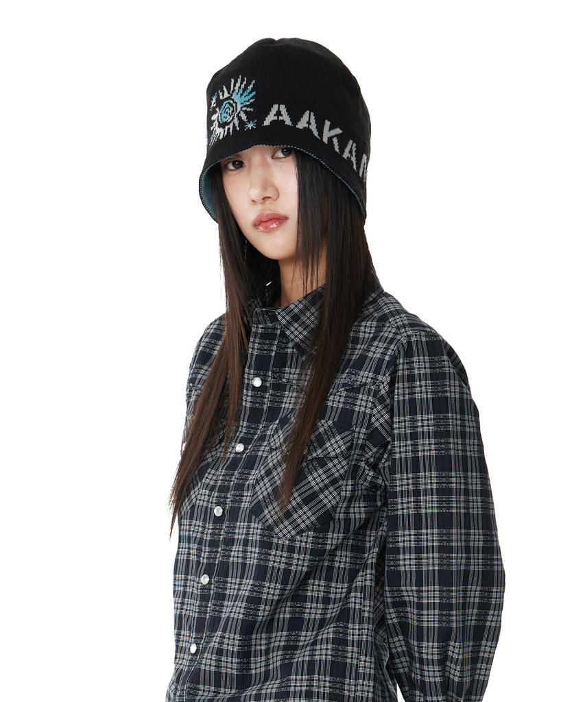 AAKAM Small Sun Jacquard Beanie (Black)