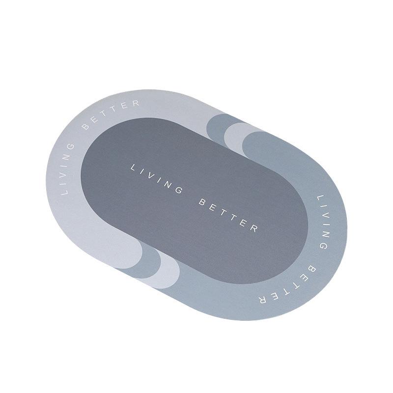 Oval Home Bathroom Diatom Mud Floor Mat Balcony Kitchen Absorbent Non-slip Mat Door Entry Square Door Mat
