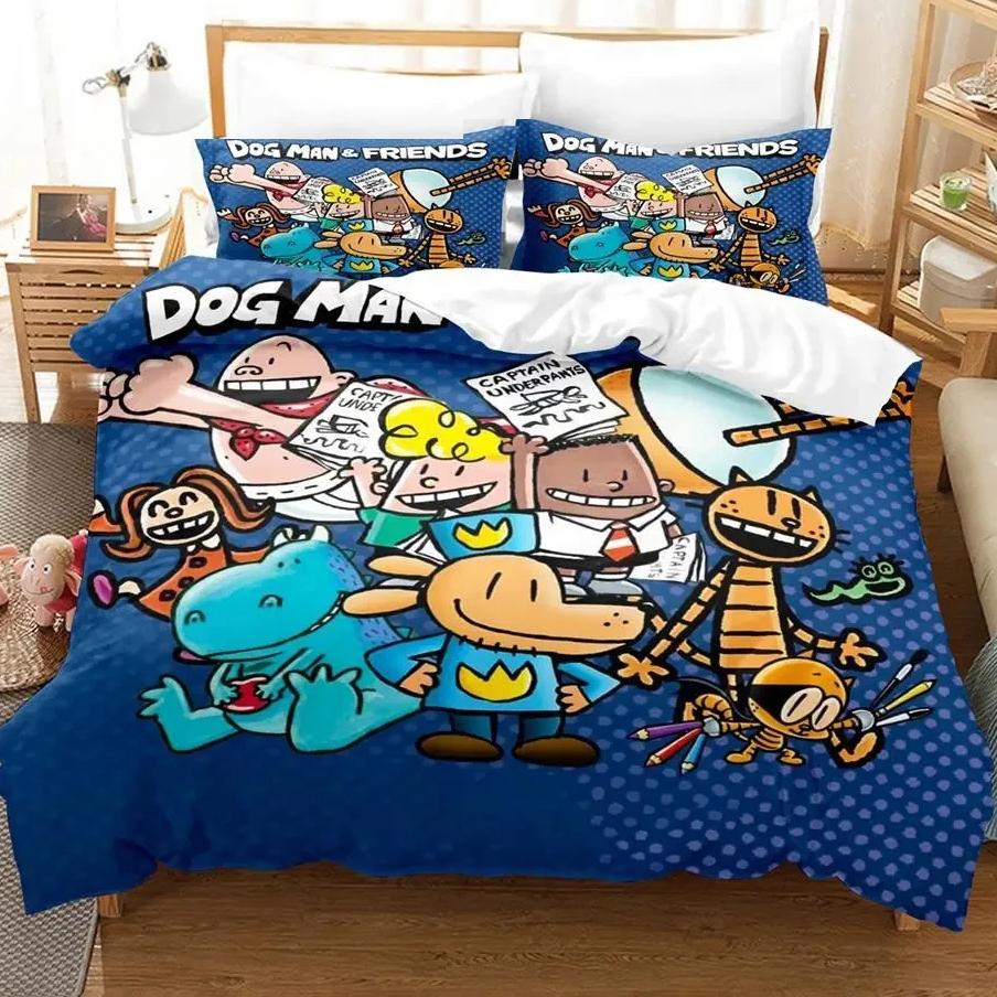 

Comforter Cartoon D-Dog M-Man Bedding Set 3D Printed Soft Single Twin Double Queen Size Birthday Gifts For Kids Room Decor Comforter (quilt)-EU Single(135*200cm)3pcs
