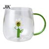 Coffee Milk Drink Cup Handmade Glass Animal Plant Shape Transparent Water Cute with Colorful Handle Creative Tea Mug
