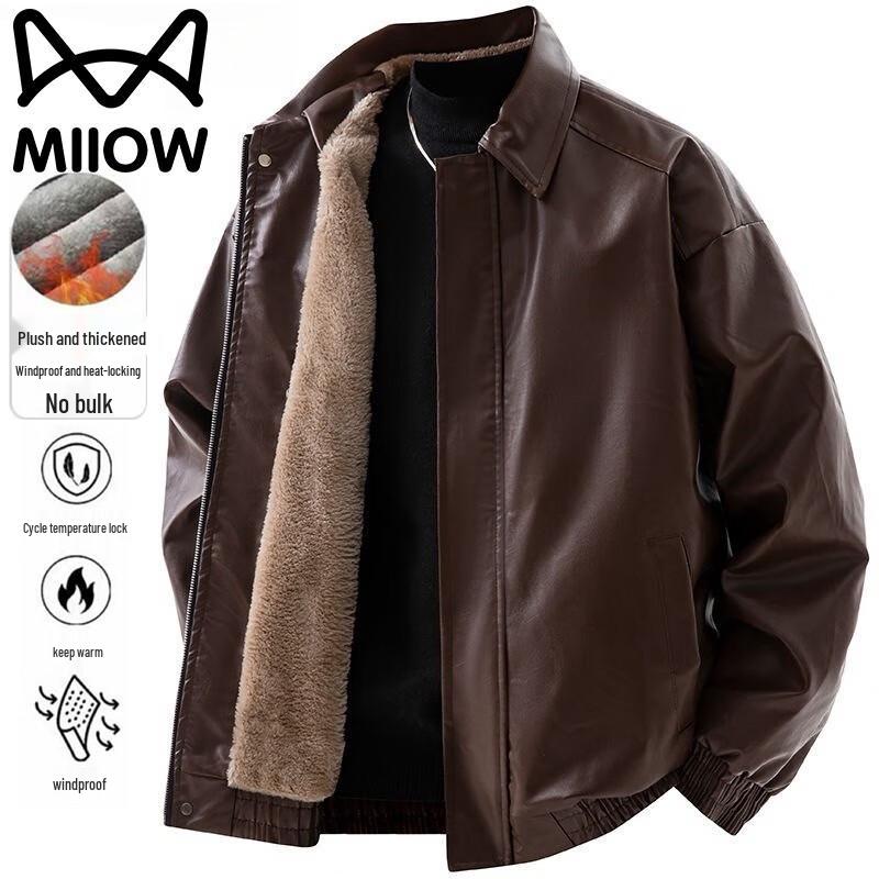 Mao Ren Men's Faux Leather Warm Jacket