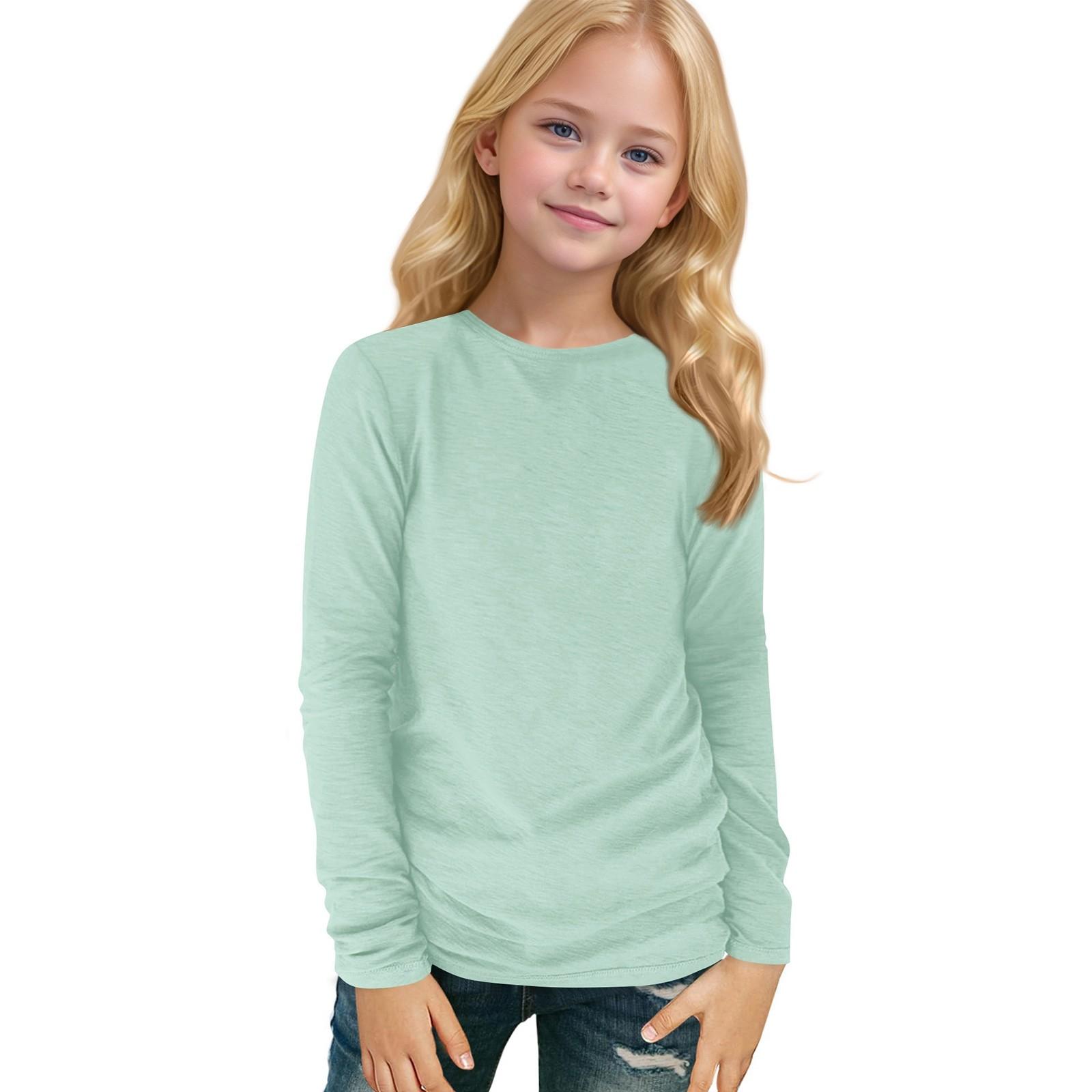 

Детский топ с длинными рукавами и круглым вырезом, однотонный, повседневный 130