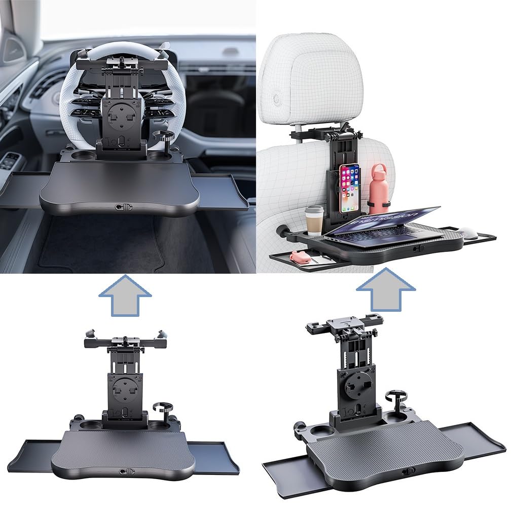 ONKYOU Car Steering Wheel Rear Seat Rear Meal Desk with Adjustable Convenient Perfect for Computer Car and Car [2025 Design] Table, Compatible, Tray,