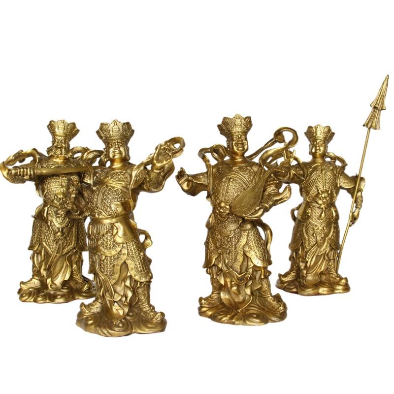 4pc/set Fengshui  Copper Chinese The Four Heavenly Kings Statue Home Buddha Hall Buddha Decor Home Decoration Accessories