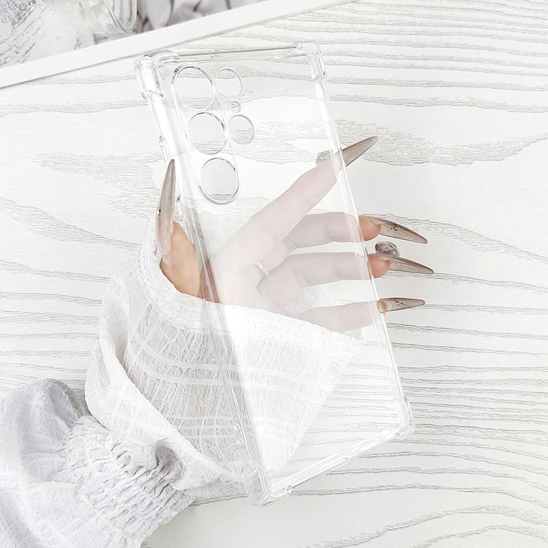 Luxury Shockproof Clear Soft Case For Samsung Galaxy S25 Edge S24 S23 FE S22 Ultra Plus S25+ Plating Transparent Cover TPU Shell