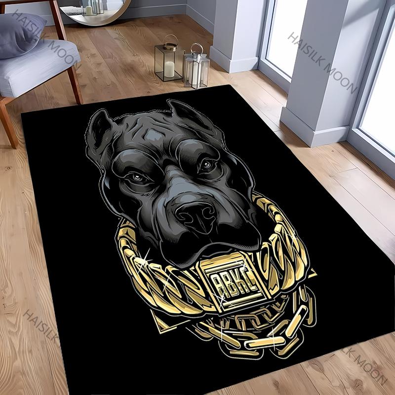 ABKC Rug for Bedroom Dog Theme Carpet for Teens Office Area Large Decor Black Carpet for Dining Living Room Playroom Floor Mat