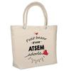 Sac De Plage - PLANETEE - Bazar D'une Atsem Adorée - Coton Beige - Imprimé En France - Grande Contenance