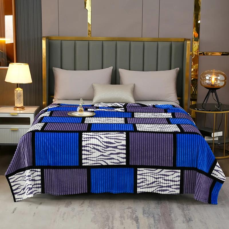 Superzachte Flanellen Melkfluweel Deken Geruite Trekkoord Bedrukt Pluizige Plaid voor Bank Slaapkamer Beddengoed 70x100cm 1pc