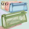 Double-layer Pencil Bag Mesh Case with Zipper Clear Pouch Multifunctional Transparent Stationery Storage Travel Makeup Organizer for Office