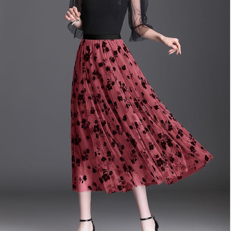 Köp Plus-size High Waist Long Mesh Skirt Tulle Skirt Women Spring