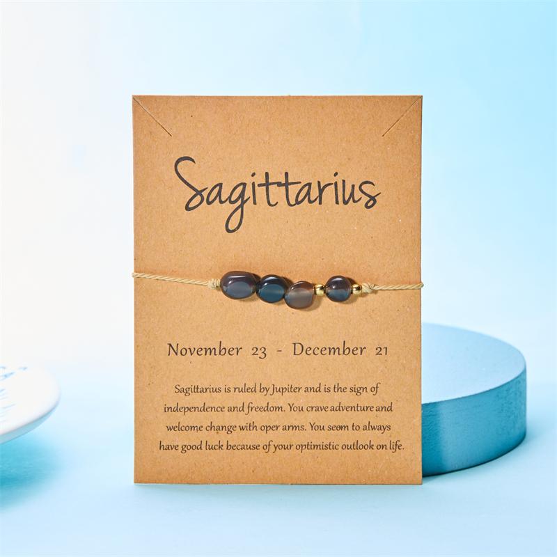 12 Constellation Sign Natural Birth Stone Handmade Bracelet for Women Kids Aries Leo Braid Bracelet  Birthday Gift