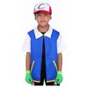 Pokemon Ash Ketchum Dětský Cosplay Kostým Set s Kloboukem Vesta Rukavice 4-5 Let 120cm Narozeninový Dárek Halloween Role Play Trenérský Oblek