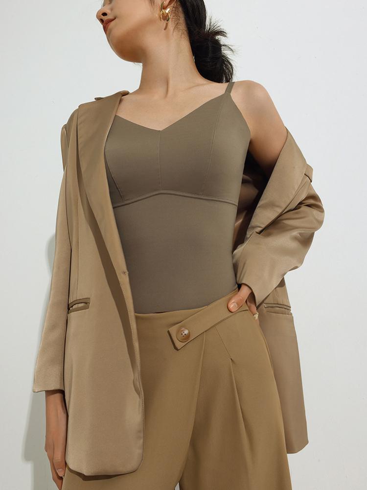 

Летние однотонные топы-камисоль женские сексуальные красивые нижнее белье с подкладкой на груди бесшовный жилет эластичные тонкие топы XL коричневый