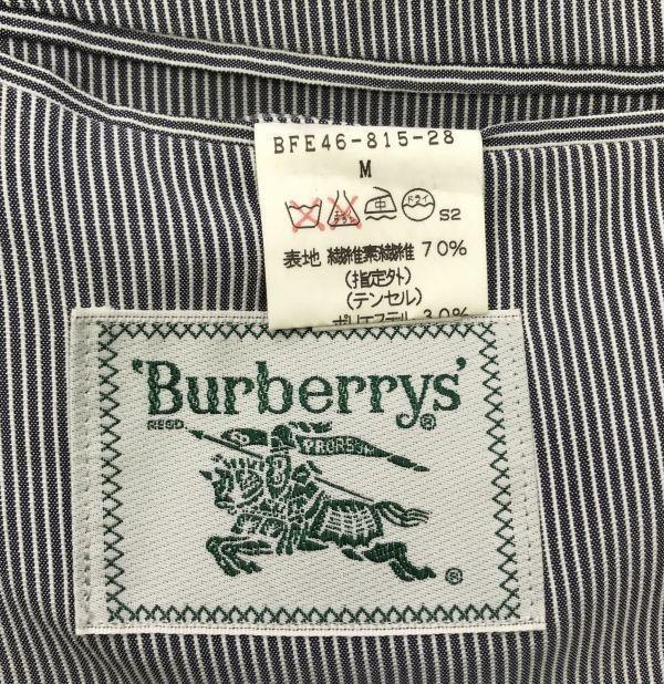 80s-90s Vintage Japan Made/Burberrys/Early Summer Tailored Jacket/M/Gray×White/Stripe/Tencel/Half Lined(USED)